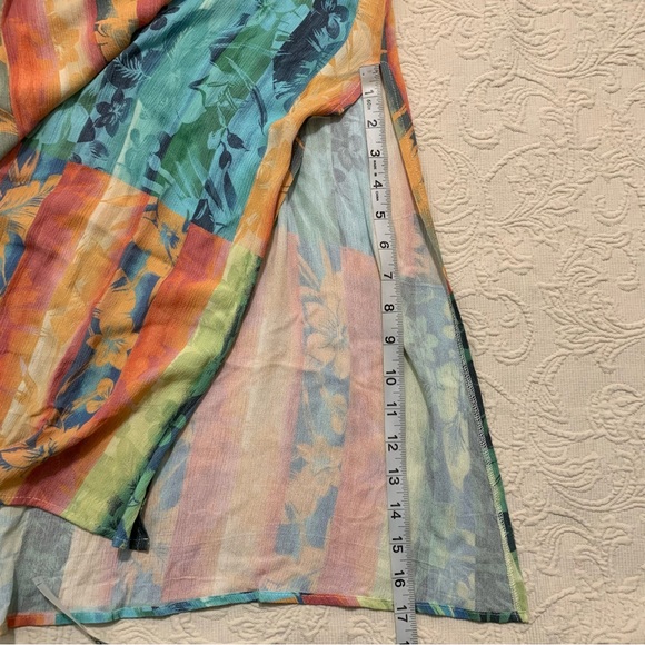 O'Neill Koia Multi Colored Tropical Strapless Off The Shoulder Midi Slit Dress - Picture 13 of 13